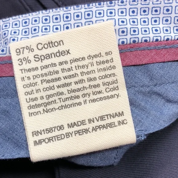 NEW Perk Pants Men's Slim Fit Stretch Chino's Ink Blue Size 33/30 - Picture 5 of 14